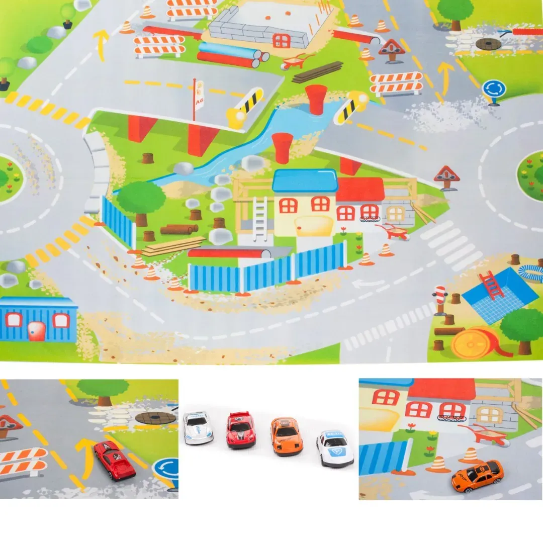 sun baby podloga za igru cesta u izgradnji s autićima 120x80cm - slika 2