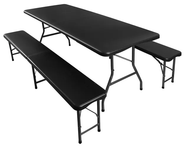 gardlov sklopivi vrtni stol 180 cm + 2 klupe - crni - slika 4