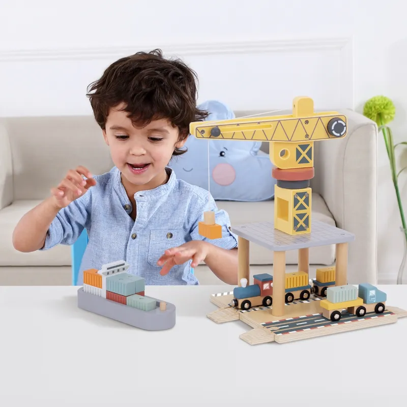 tooky toy set drvene dizalice za morsku luku - slika 3