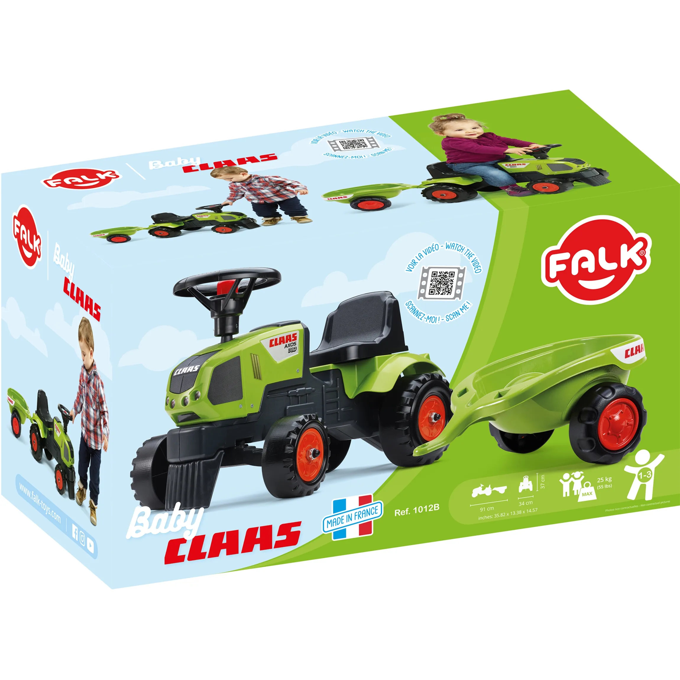 falk traktor na pedale s prikolicom class axos - zeleni 12mj+ - slika 8
