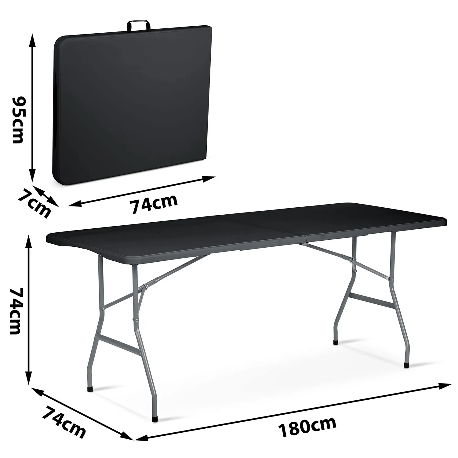 sklopivi vrtni ugostiteljski stol 180 cm plonos crni - slika 5