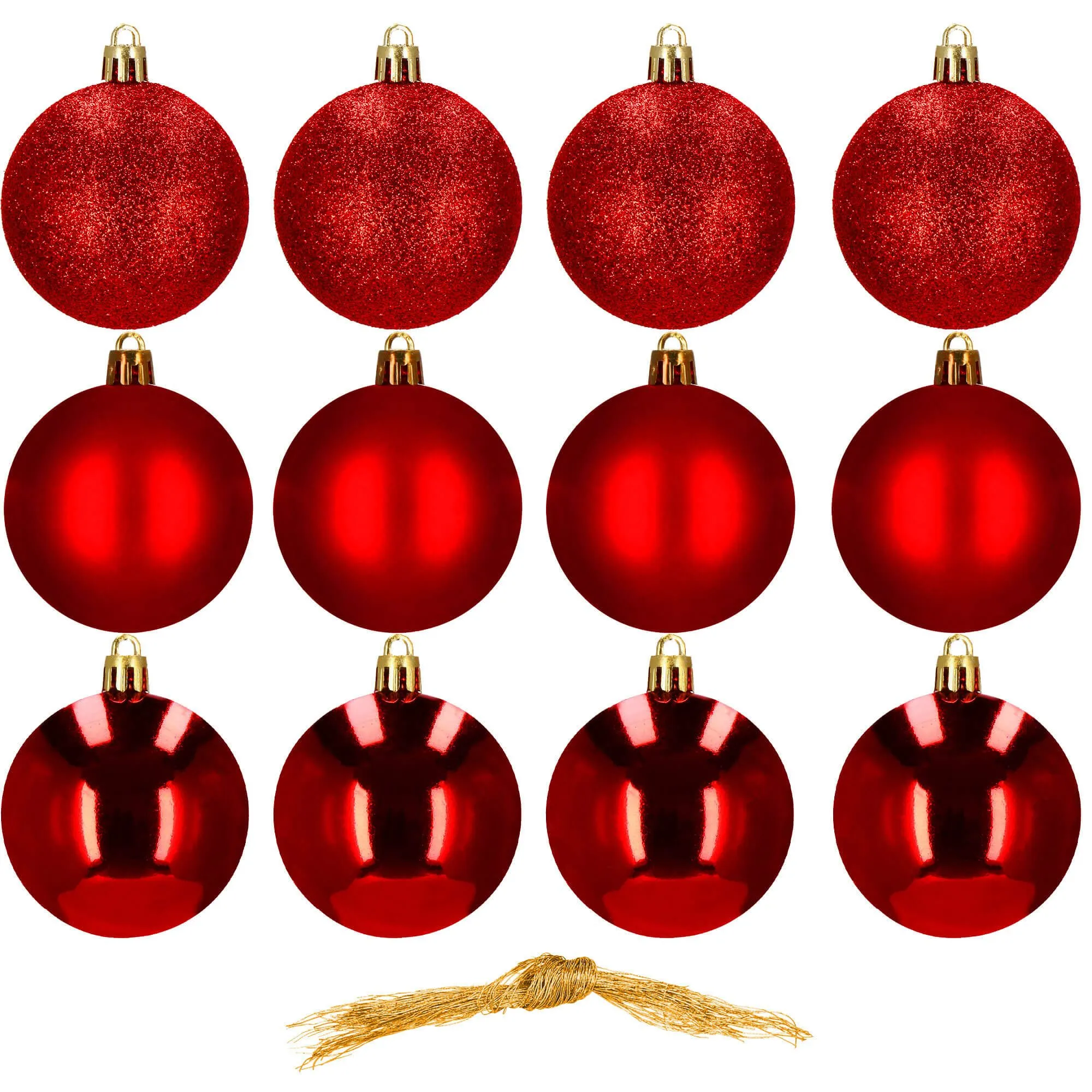 božićne kuglice 6 cm – set od 12 komada, crvene - slika 10