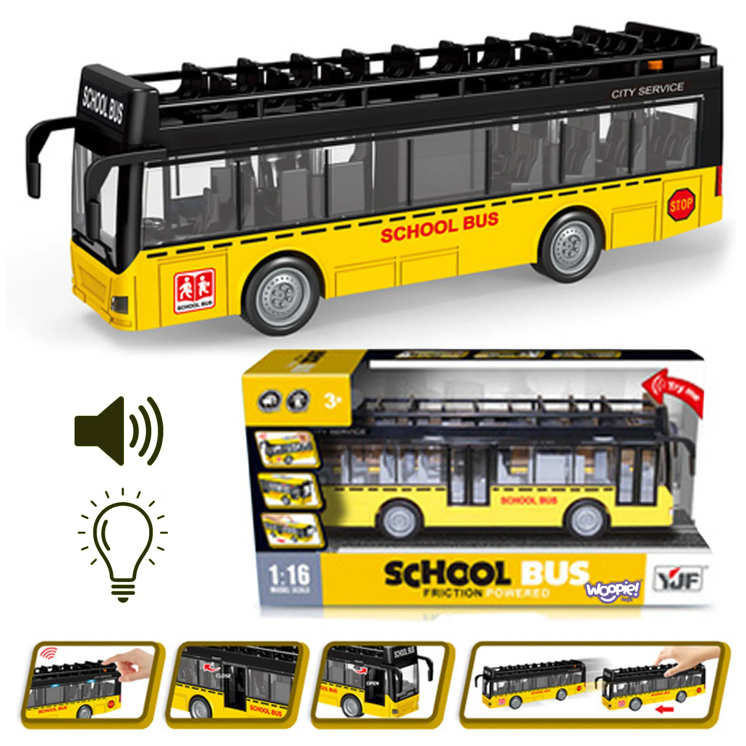 woopie autobus s svjetlosnim zvukovima na frikcijski pogon 1:16 - slika 2