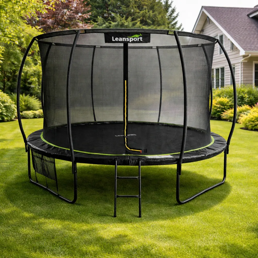 vrtni trampolin s unutarnjom mrežom crno-zeleni 427 cm - slika 4