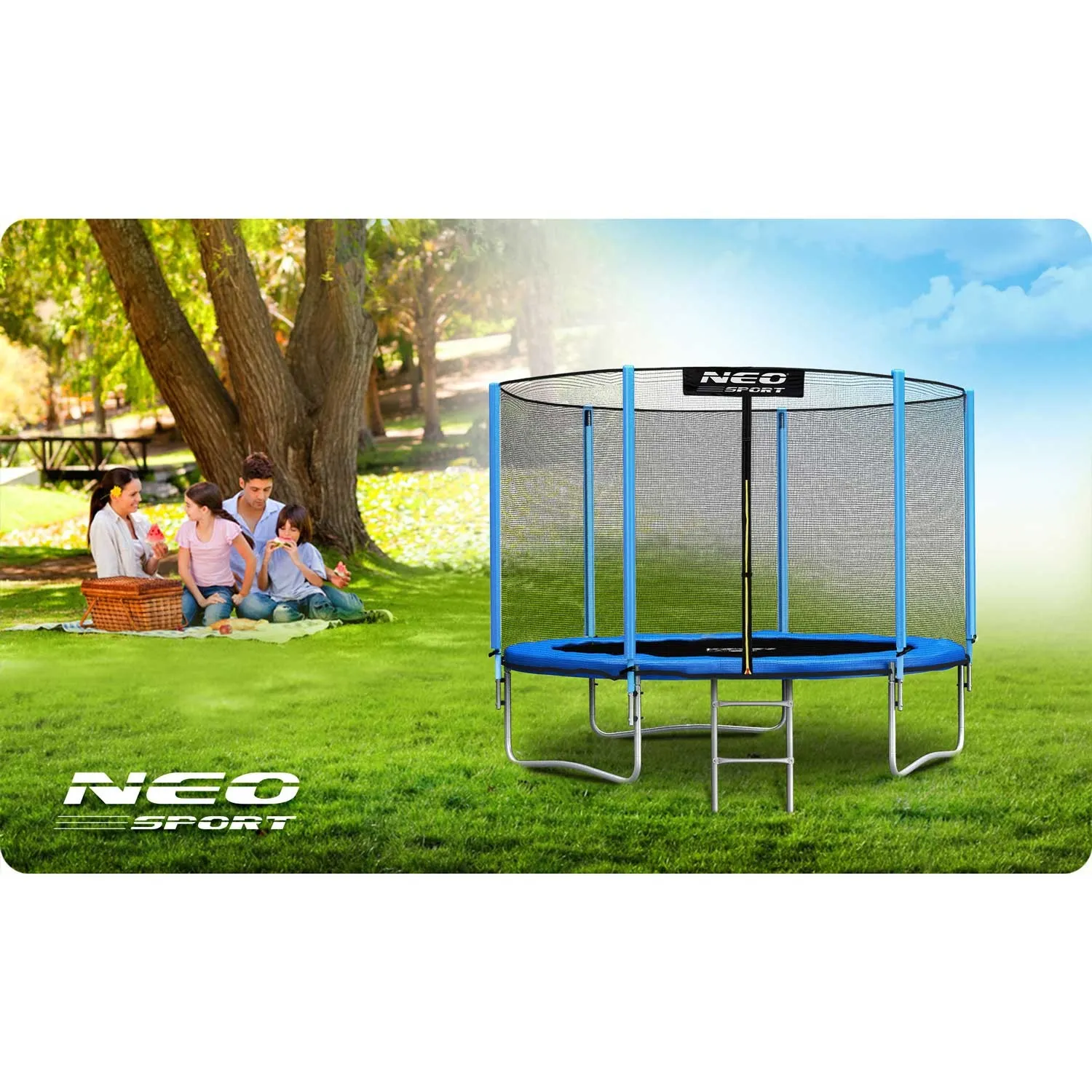 vrtni trampolin 6ft/183cm s vanjskom mrežom i neo-sportskim ljestvama - slika 7