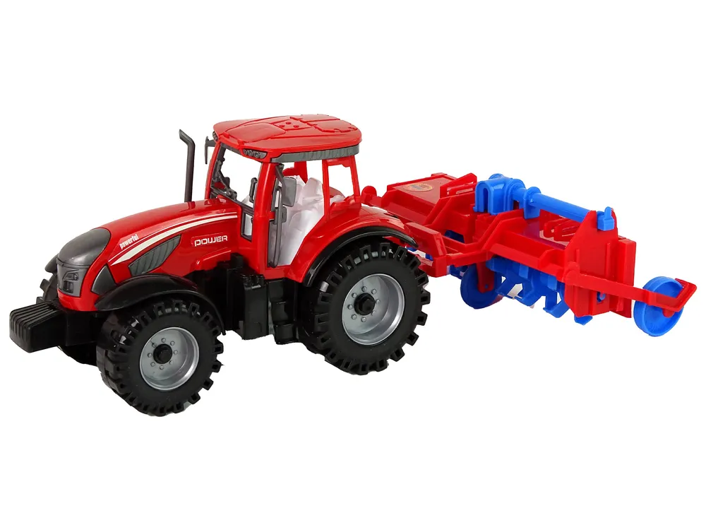 traktor s plugom crveni - slika 3