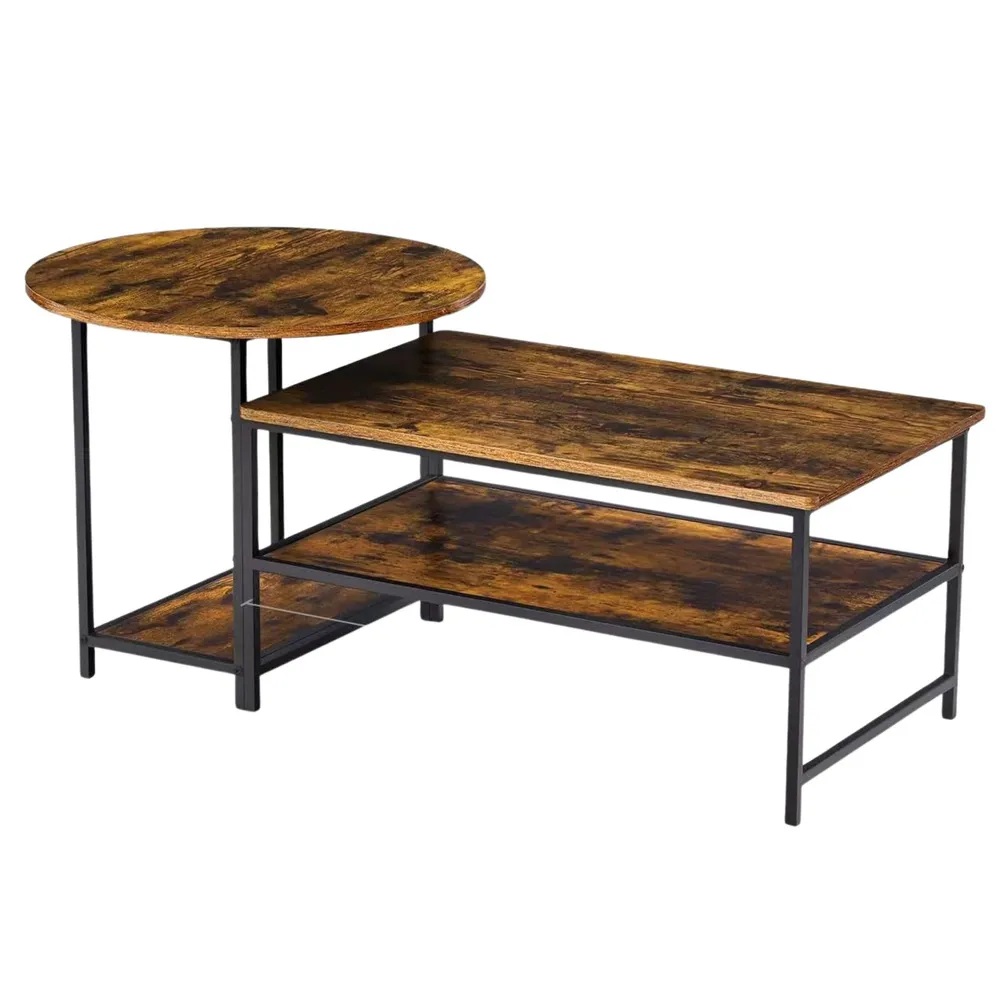 rustikalni set stolića za kavu 2-u-1 – drvo, vintage stil, 123 × 60 × 51 cm - slika 4