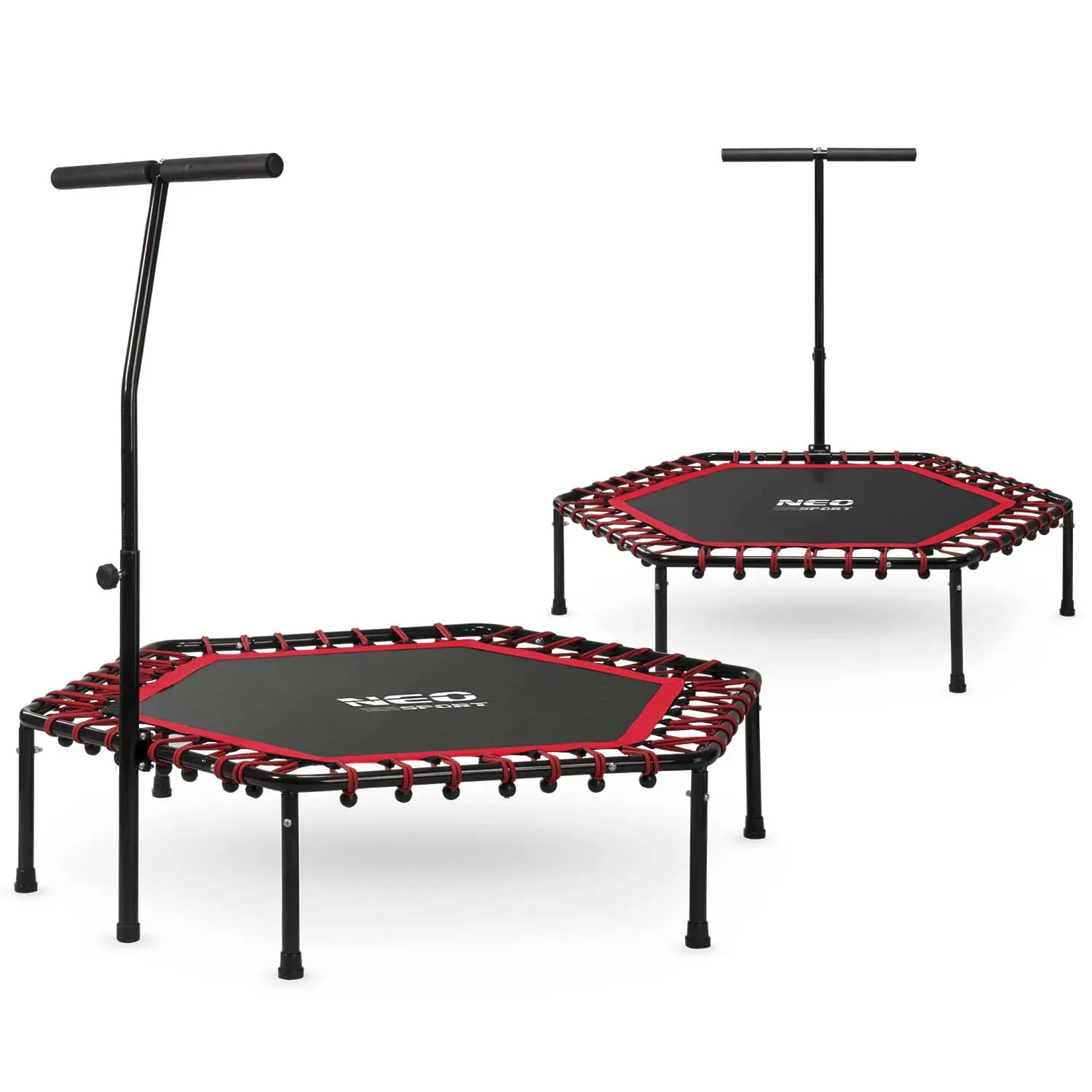 Neo-Sport fitness trampolin s ručkom 127 cm – šesterokutni, crveni - Pribislavec