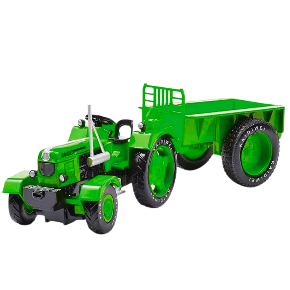 metalni poljoprivredni traktor s prikolicom zeleni 1:18 - slika 3