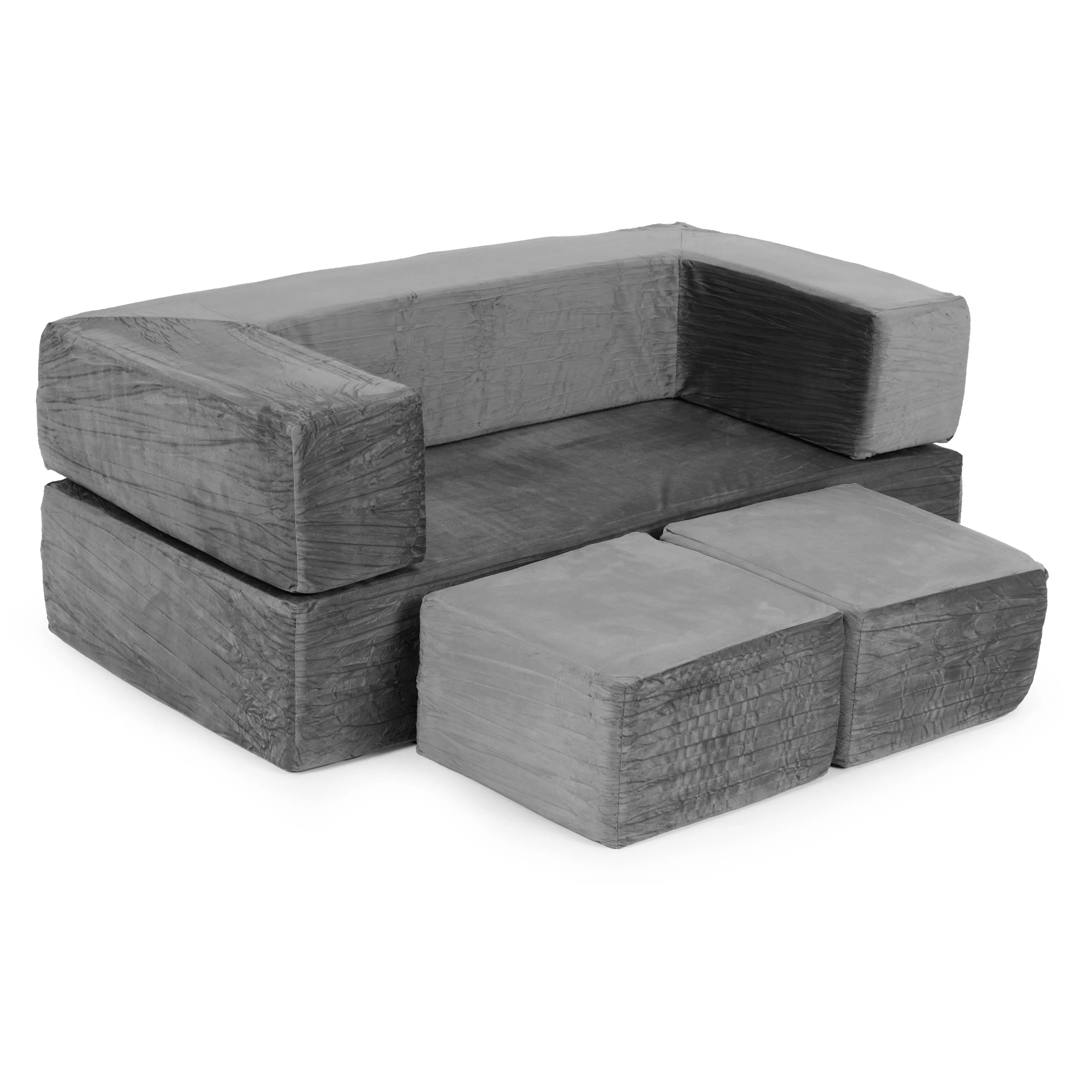 modularna sklopiva sofa za djecu – 4 mekana jastuka, siva, ecotoys - slika 5