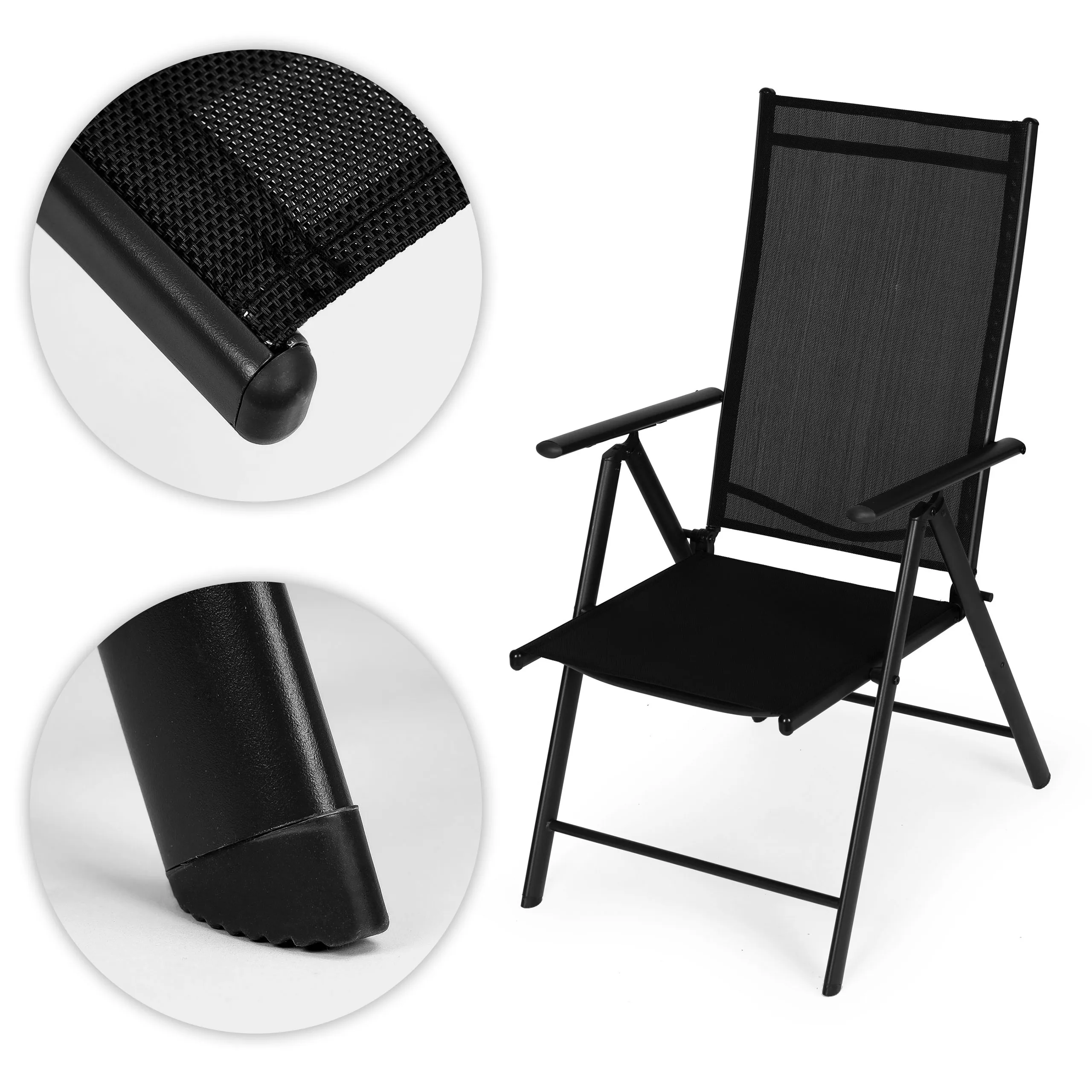 multigarden sklopiva čelična vrtna stolica s podesivim naslonom, crna - slika 8