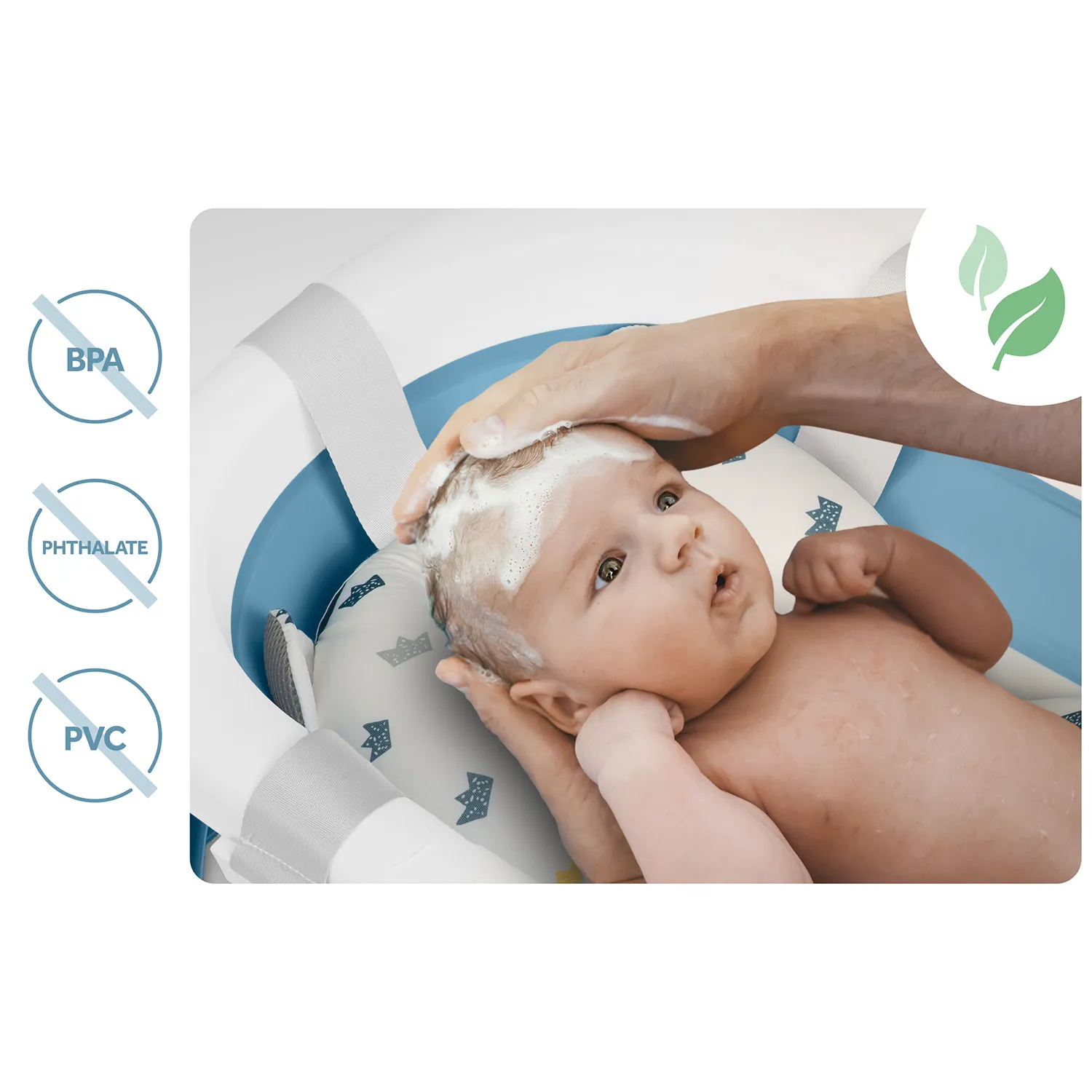 ricokids rk-287 sklopiva kada za bebe – s termometrom, stalkom i uloškom, bijelo-plava - slika 9