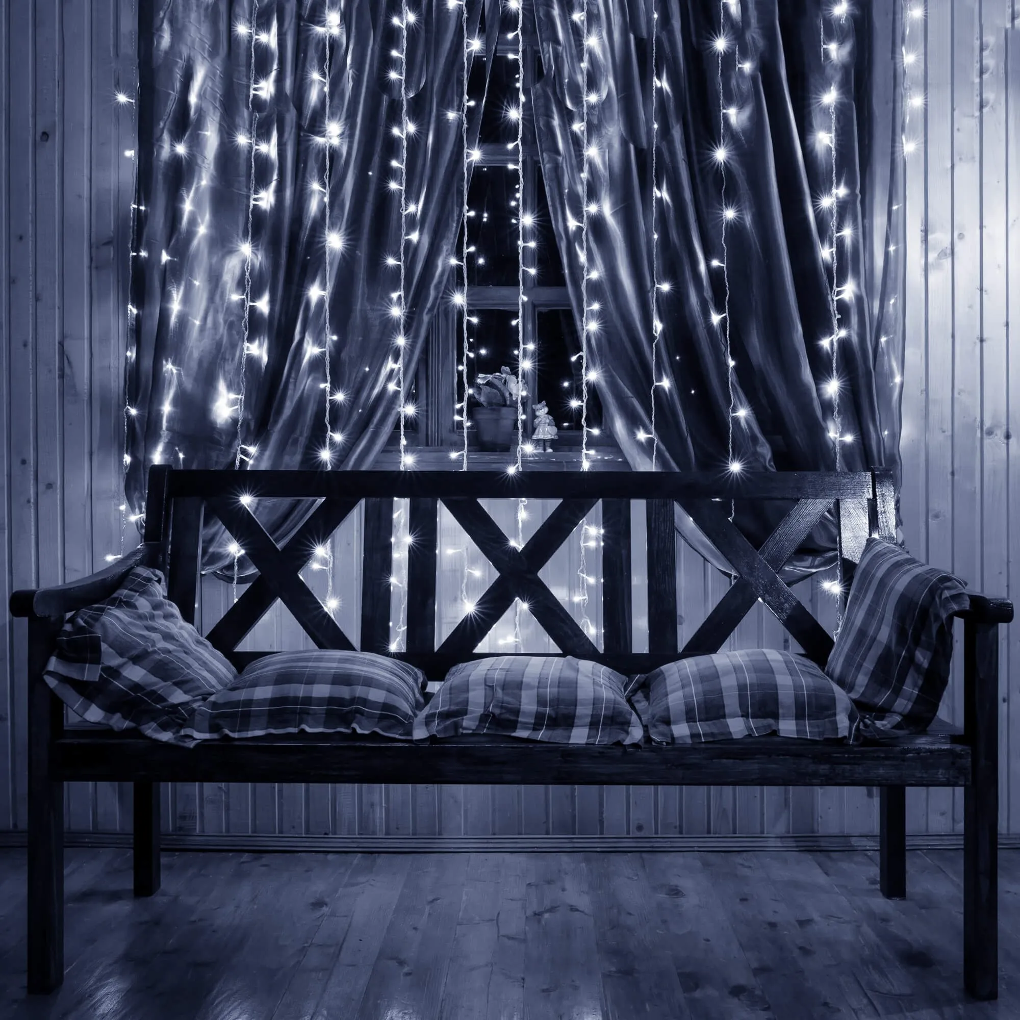 božićna led zavjesa 300 led hladno bijela - slika 4