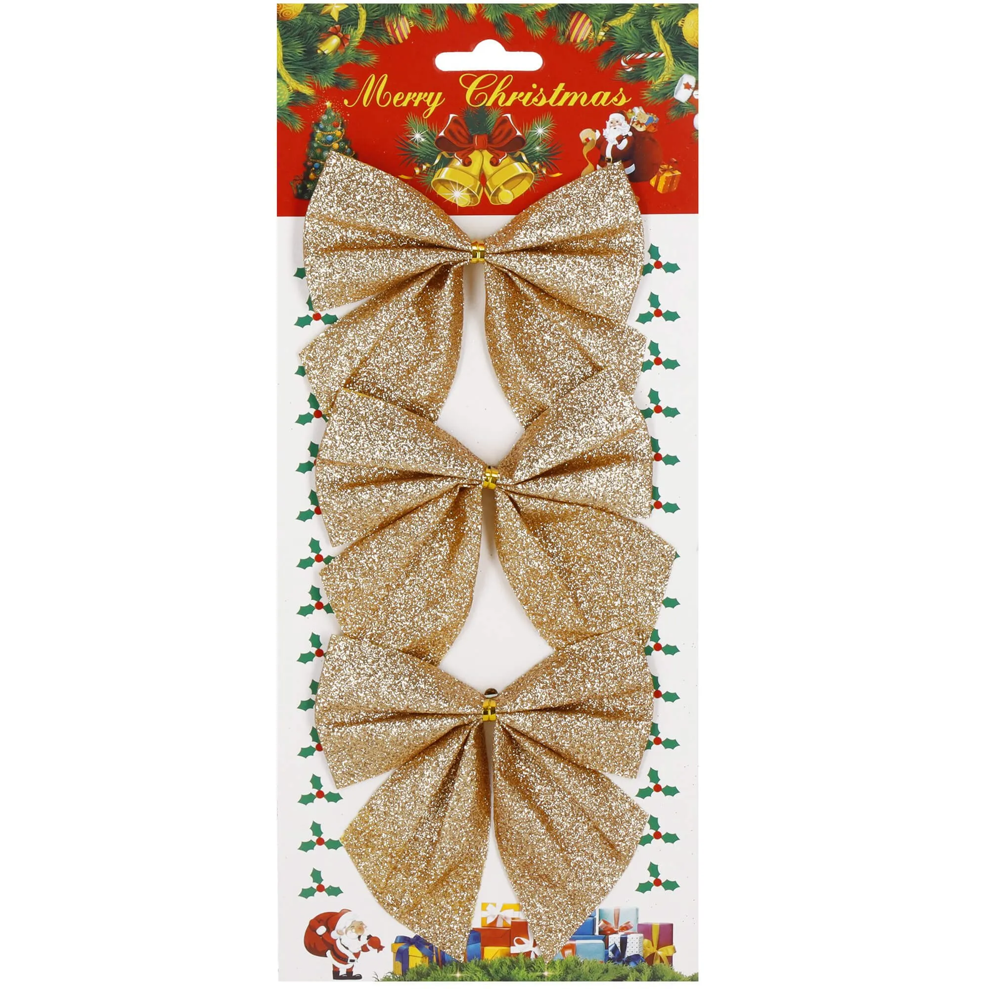 božićne mašne 11 × 11 cm – set 3 komada, zlatne - slika 5
