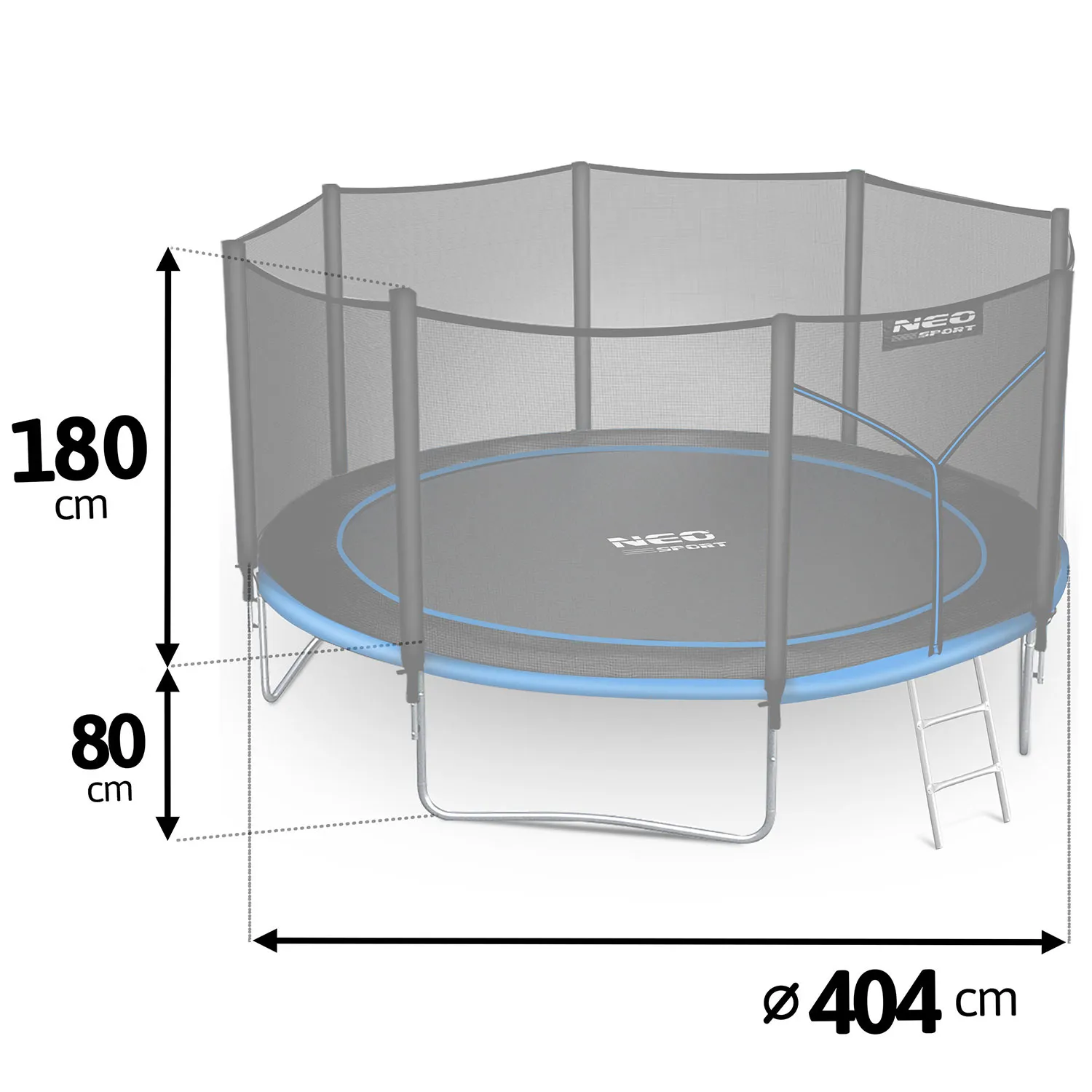 neo-sport vrtni trampolin 404 cm (13 ft) s vanjskom mrežom i ljestvama, plavi - slika 4