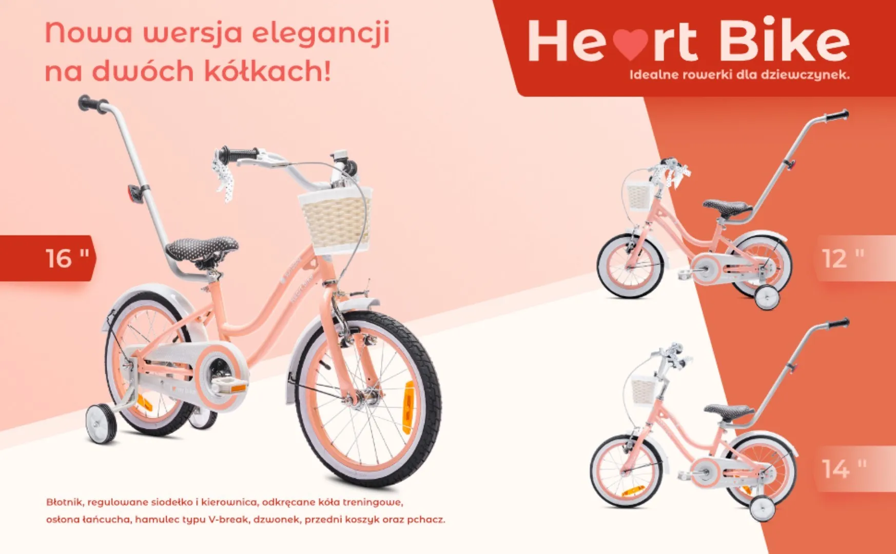 dječji bicikl guralica heart 16" boja breskve - slika 10