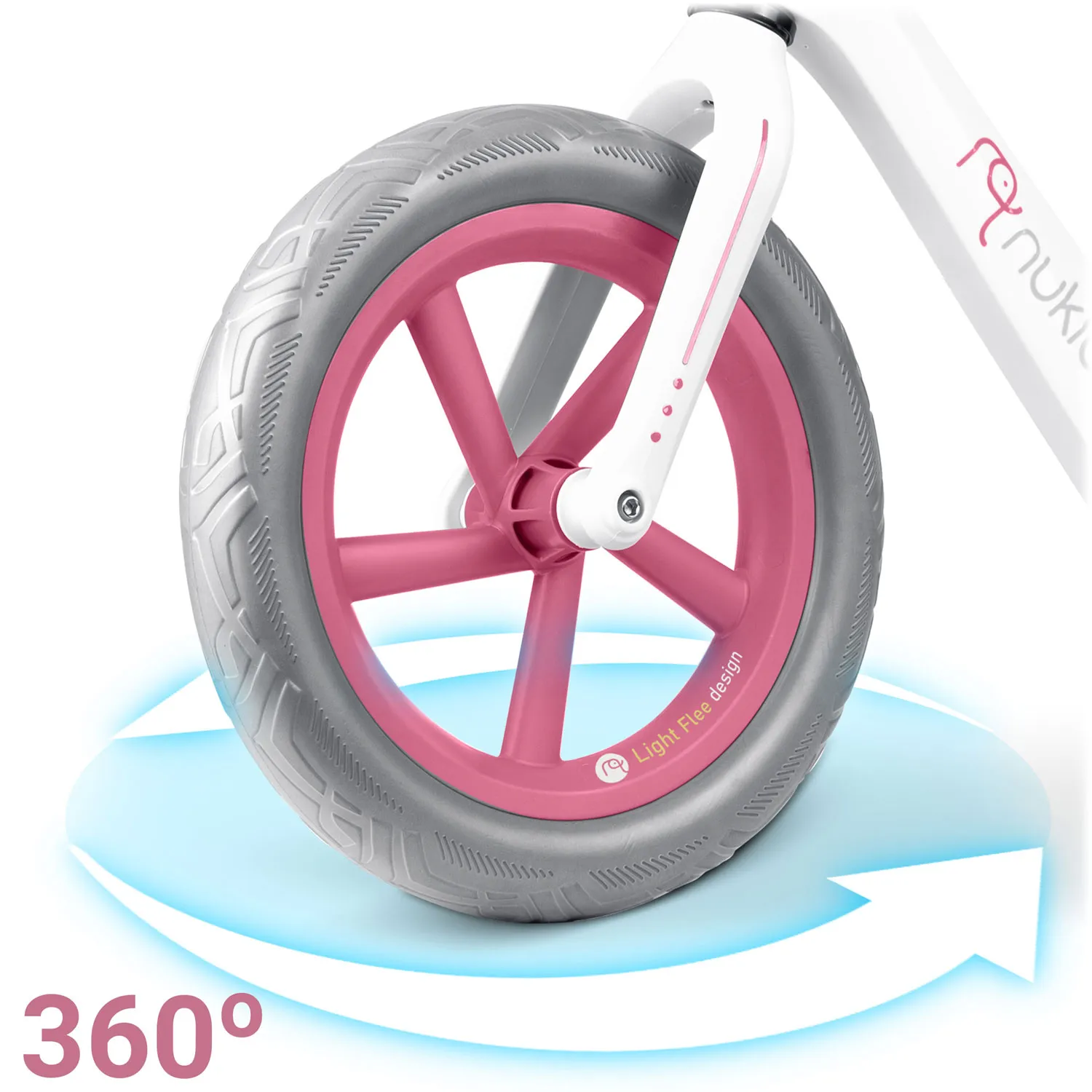 nukido light flee bicikl bez pedala, bijelo sivi - slika 7