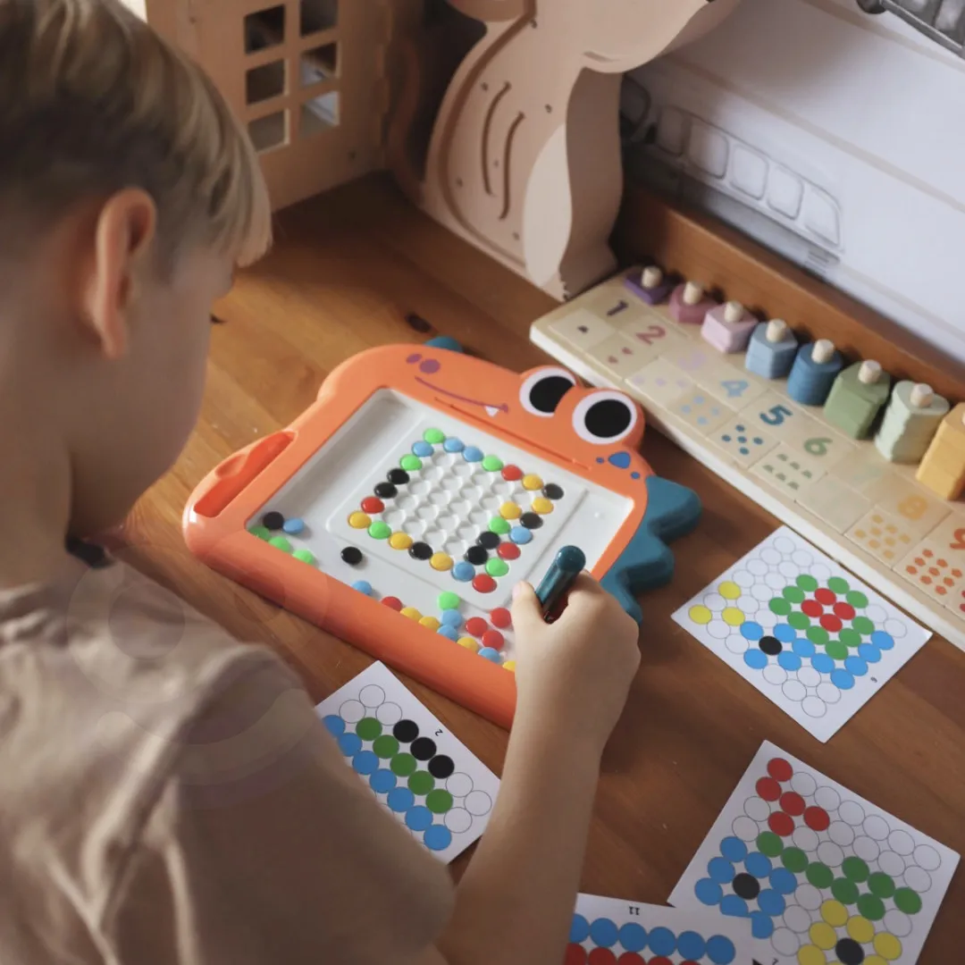 woopie montessori magnetna ploča za djecu magpad, crveni dinosaur - slika 4