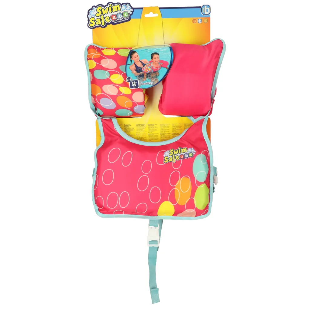 bestway prsluk za plivanje s rukavima roza 3-6 god 32174 - slika 3