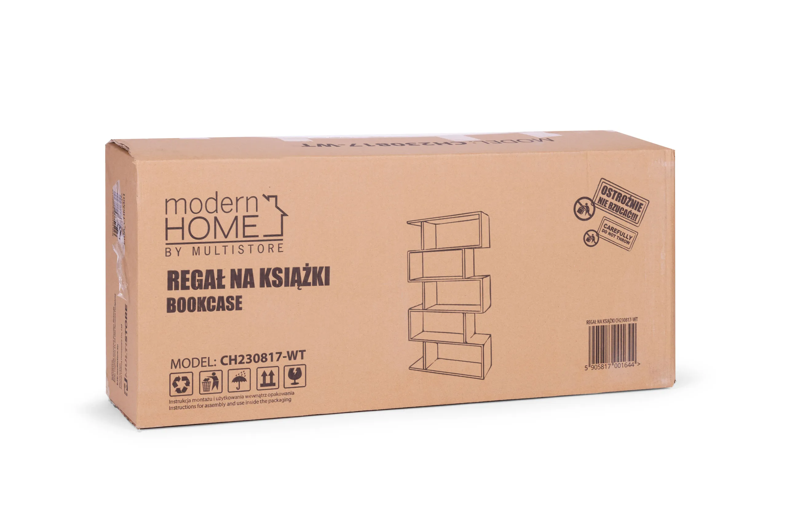 modernhome polica za knjige - bijela 175 x 28 x 77 cm - slika 8