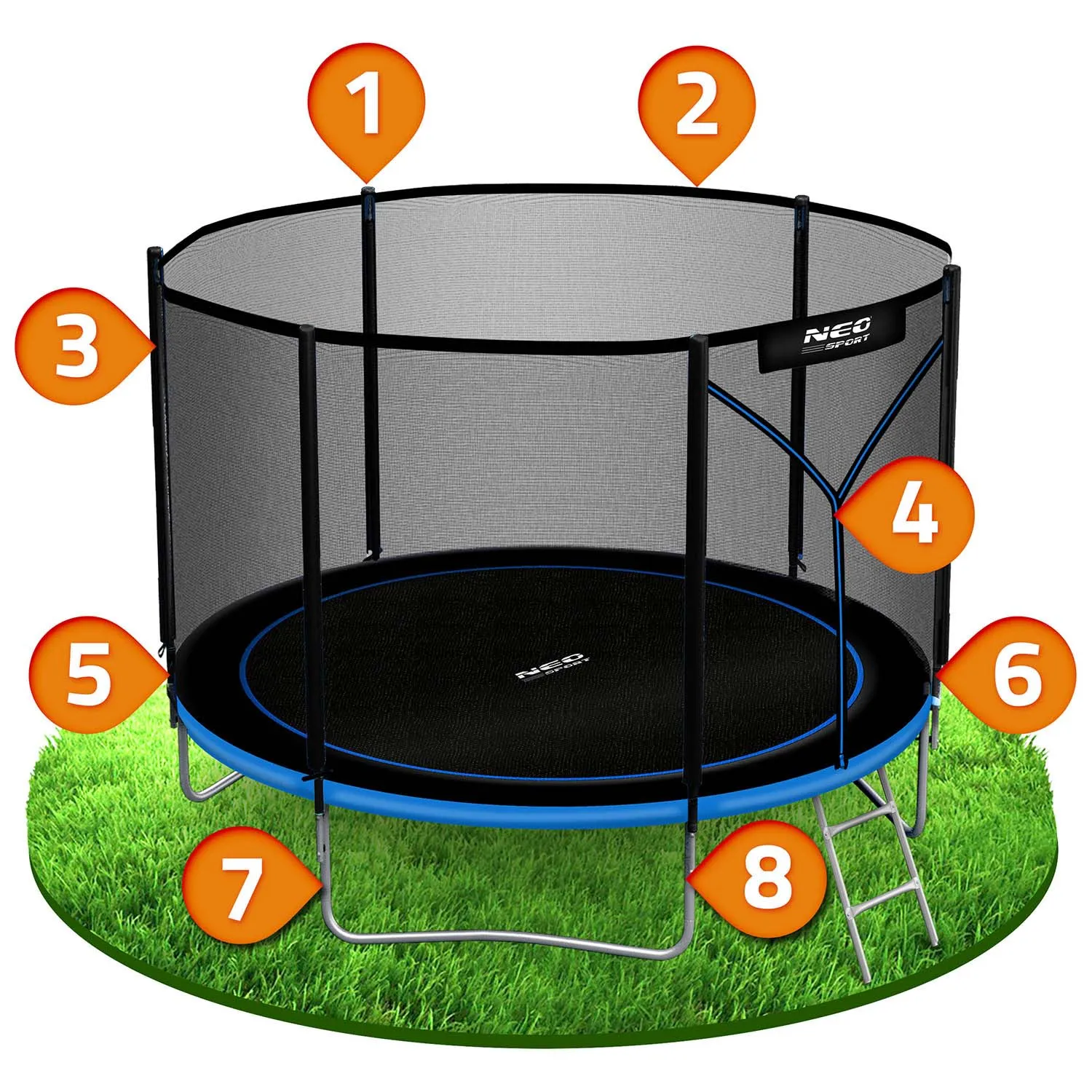 neo-sport vrtni trampolin 312 cm (10 ft) s vanjskom mrežom i ljestvama - slika 9