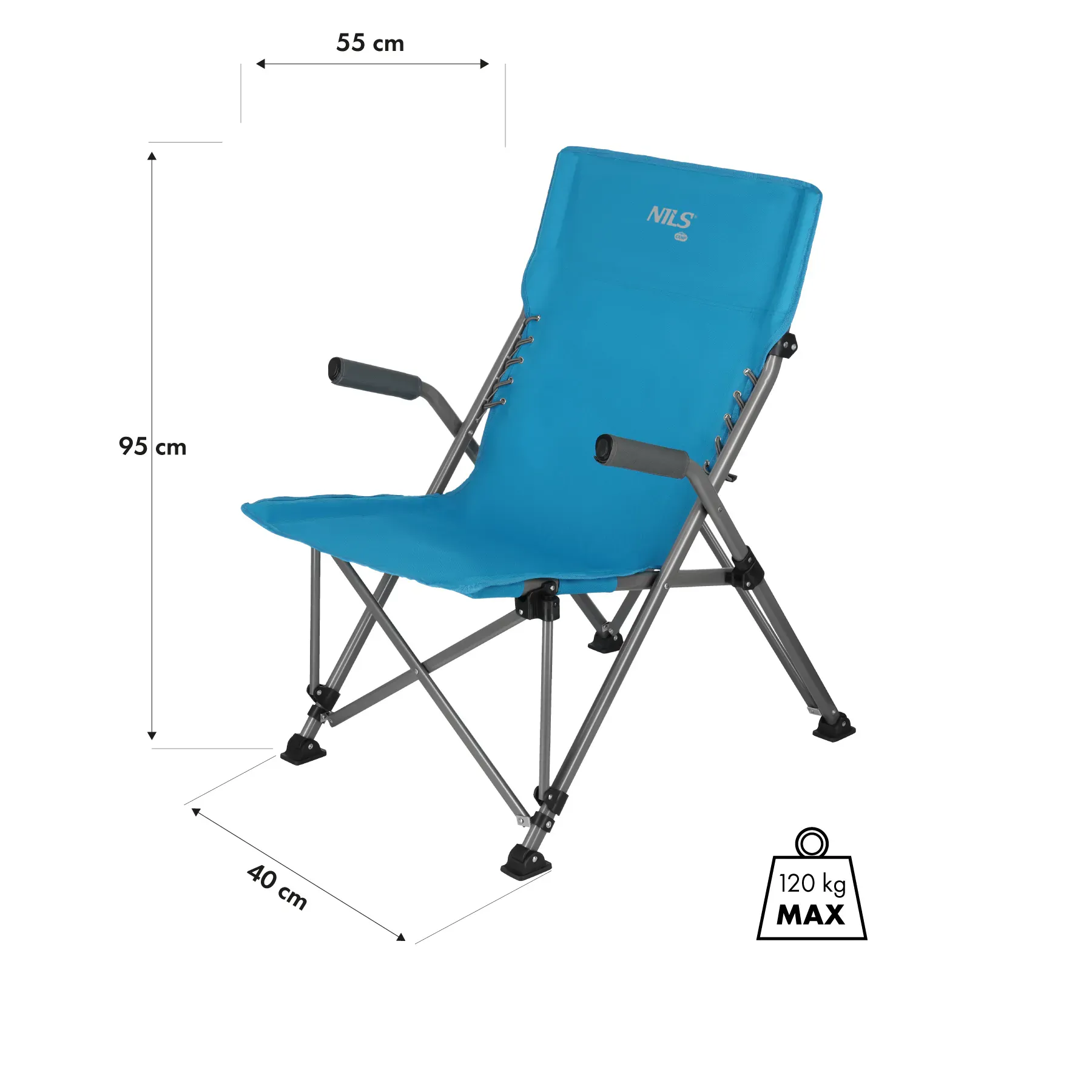 plava kamperska stolica 40x55x95cm nils camp - slika 4