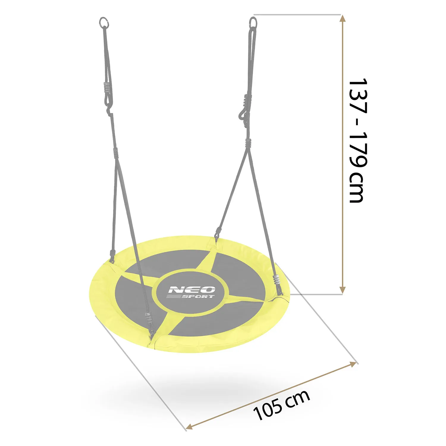 neo-sport ljuljačka rodino gnijezdo, 100 cm, žuta - slika 5
