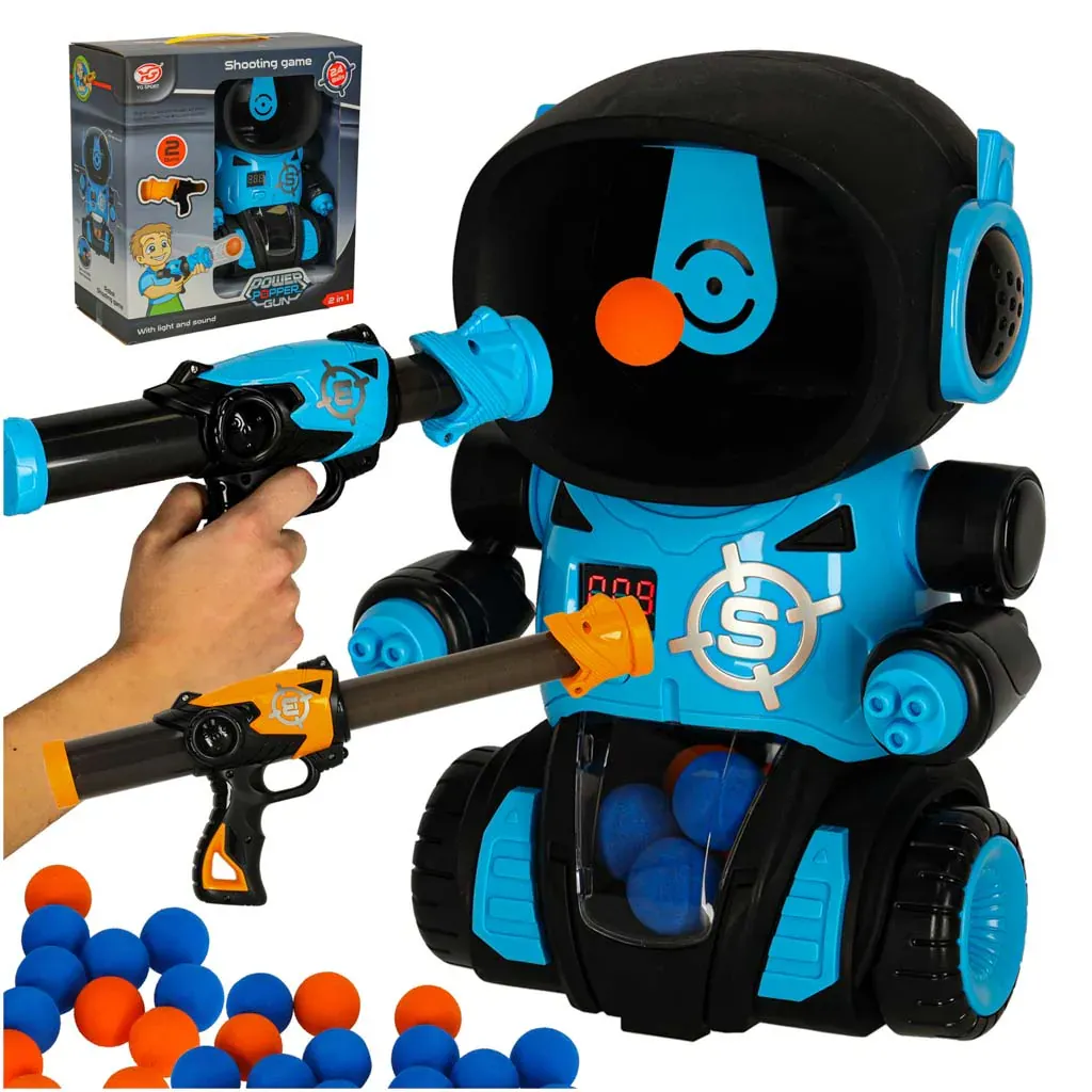 gladni robot, arkadna igra za pucanje u mete, pištolj + lopte - slika 1
