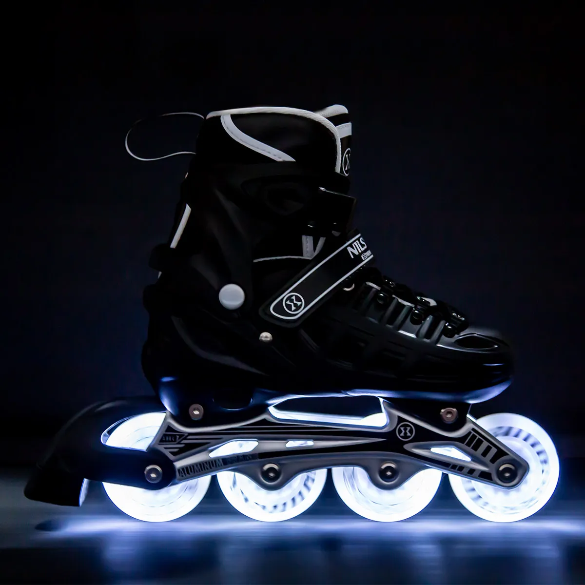 nils extreme 4 u 1 role i klizaljke s led rasvjetom crne veličina s 31–34 - slika 3