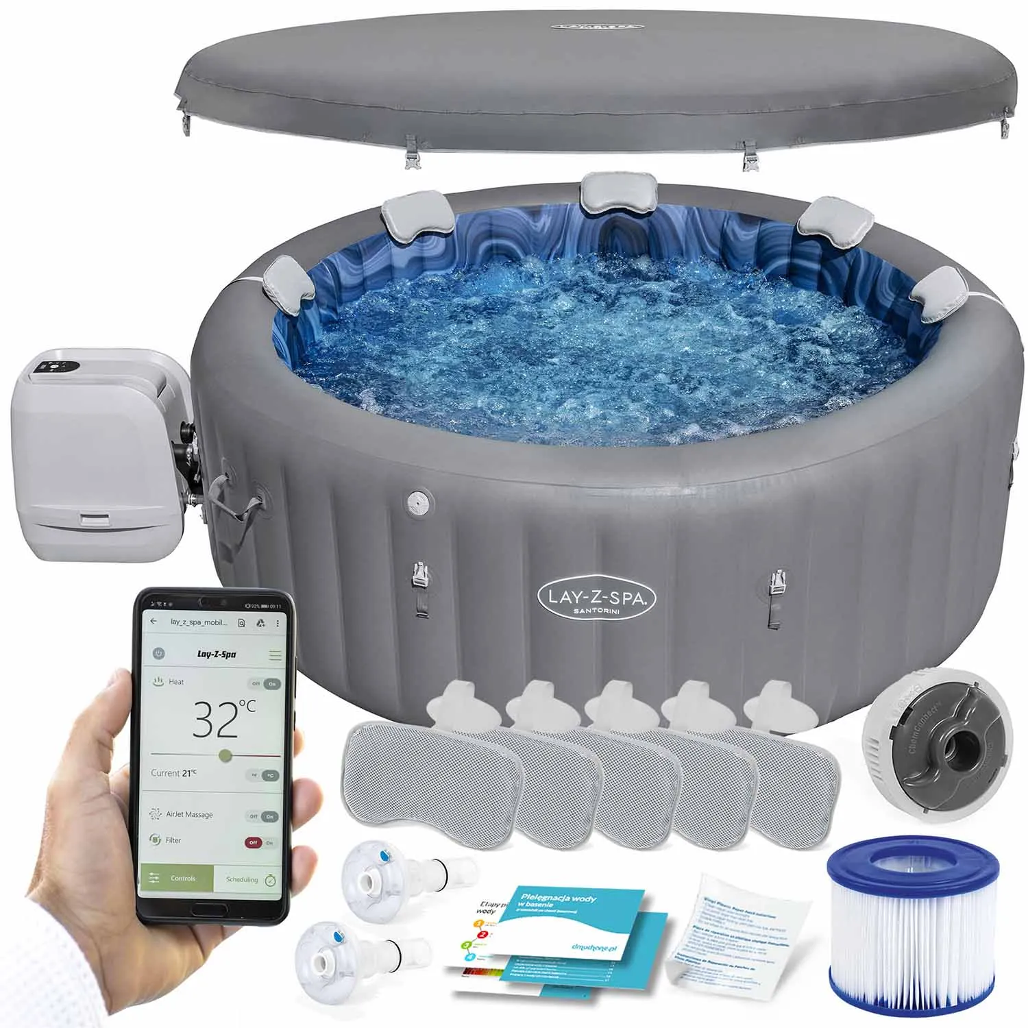 spa na napuhavanje lay-z santorini pro 7 osoba bestway - slika 2