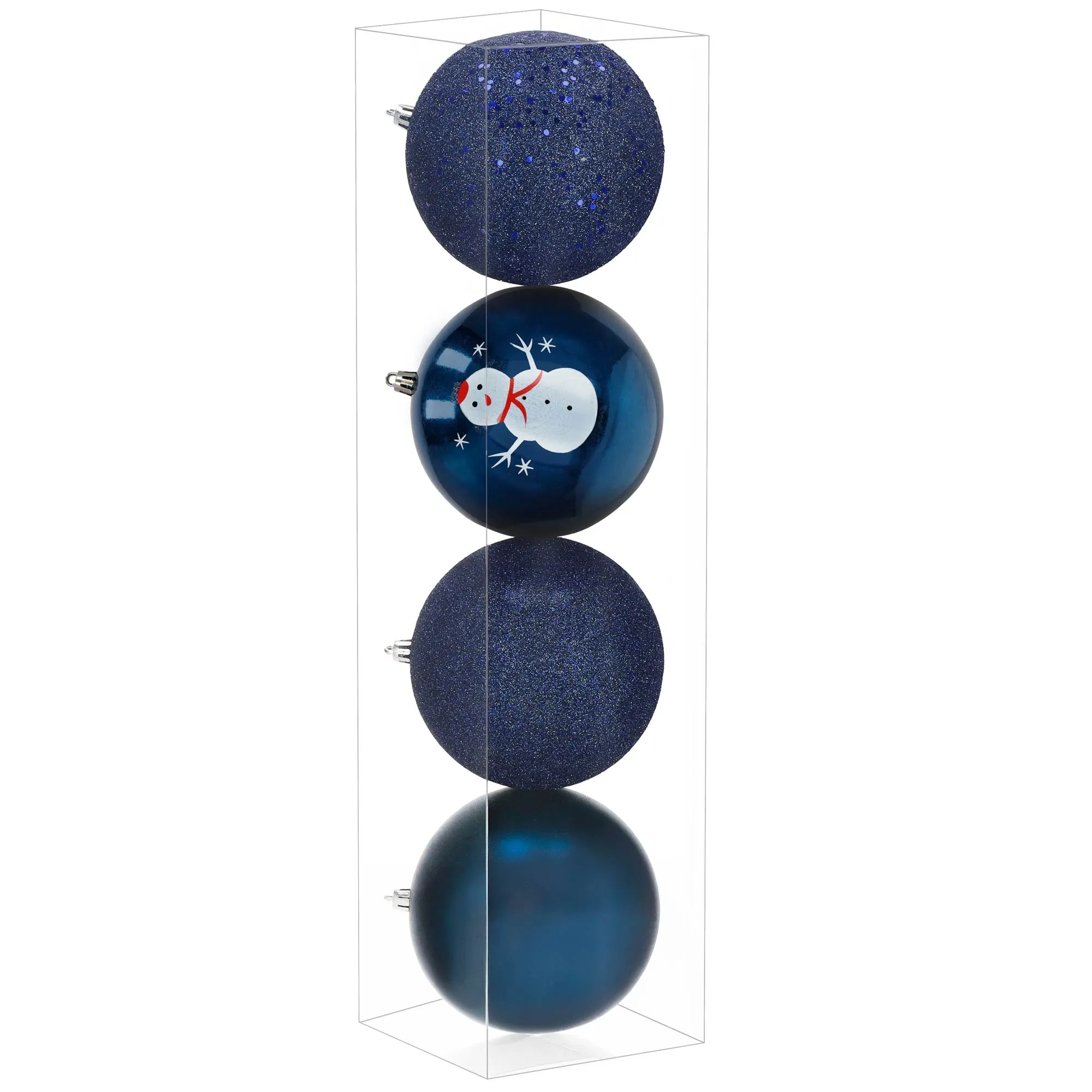 božićne kuglice 12 cm – set 4 komada plava, bijela - slika 5
