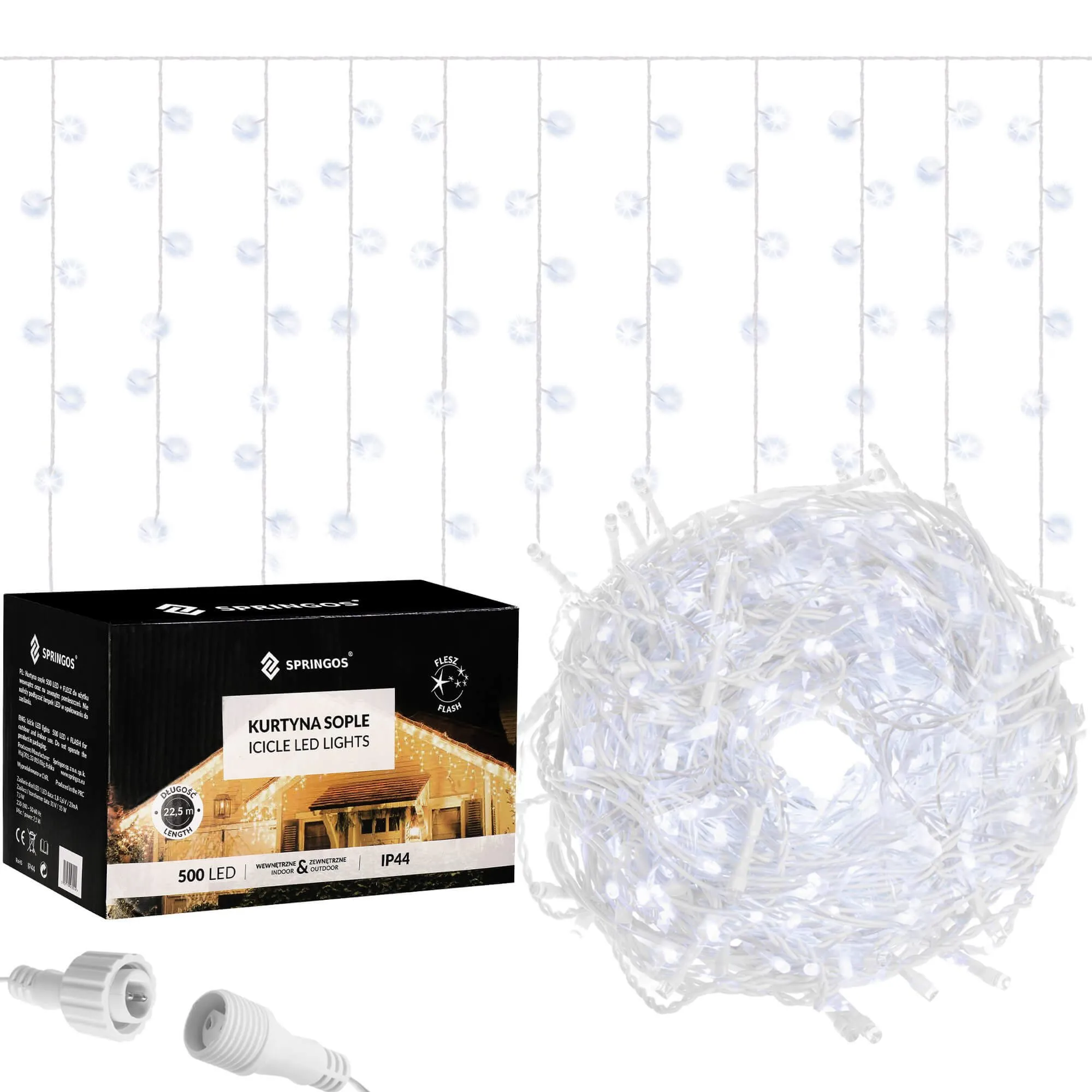 springos zavjesa s kapljicama, 500 led, 20 m , hladno bijela - slika 3