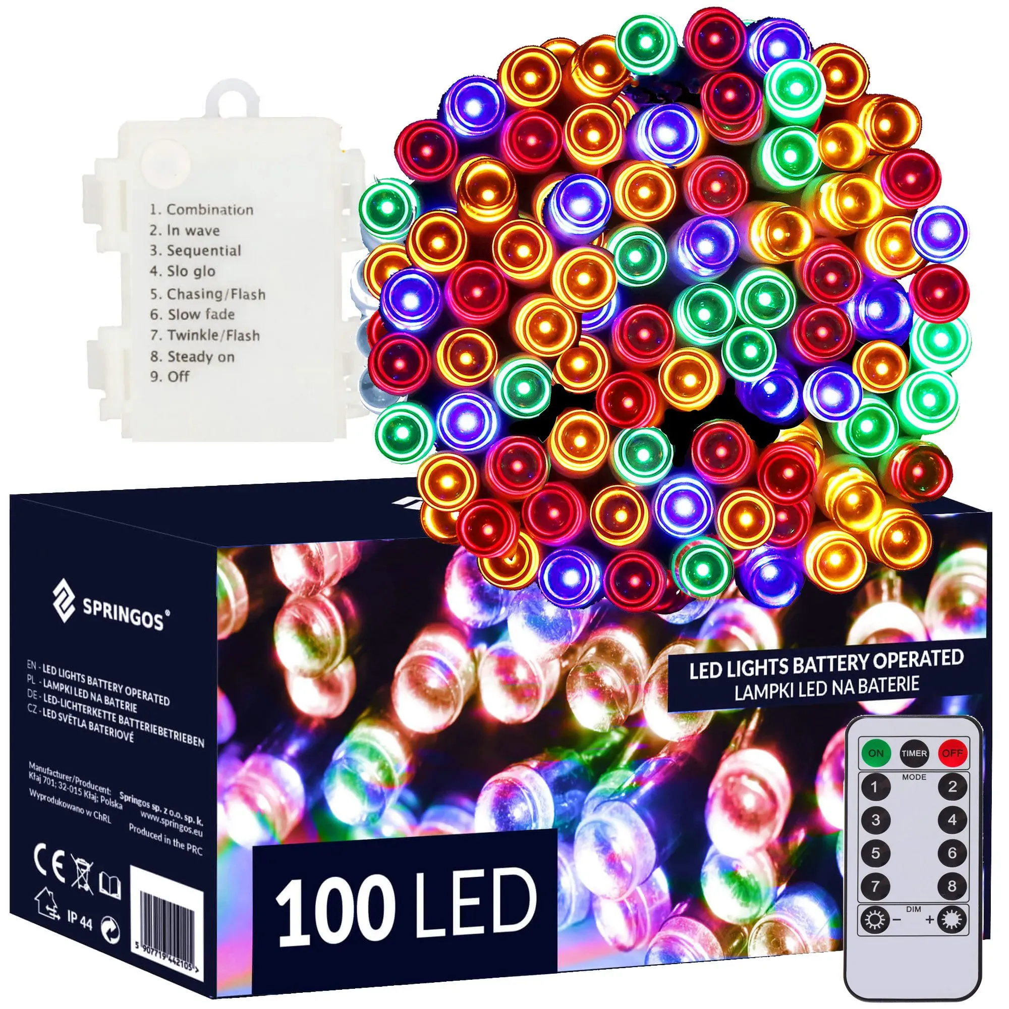 led lampice na baterije – 100 lampica višebojne - slika 2