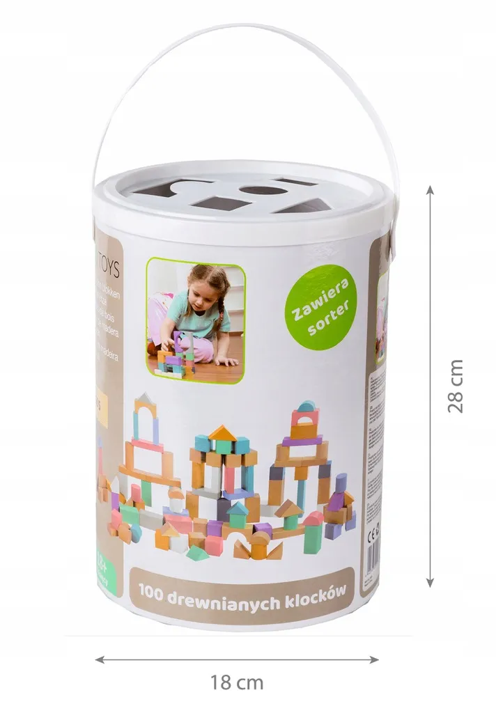ecotoys drvene kocke grad u kantici 100 komada - slika 6
