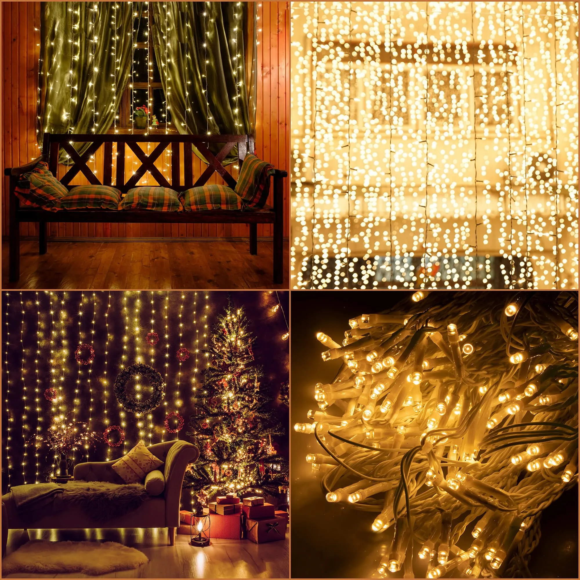 led svjetlosna zavjesa – 200 led lampica, toplo bijela - slika 6