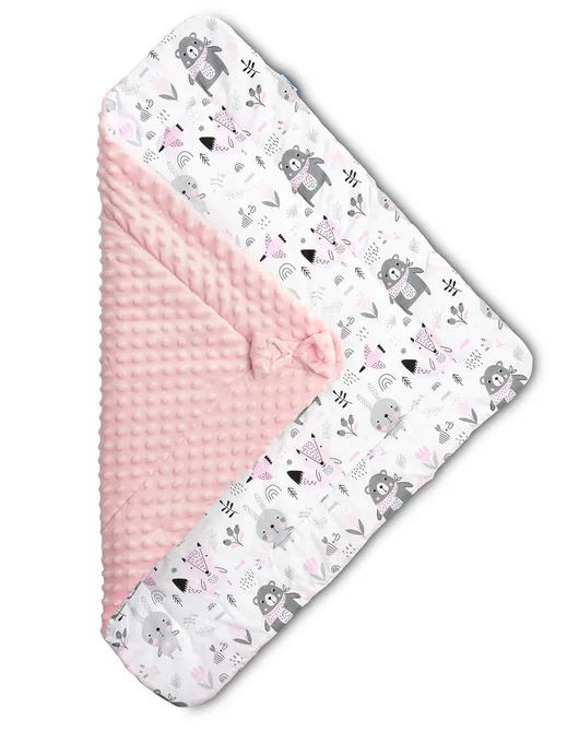 dvostrani poplun za bebe 80x80cm minky roza - slika 5