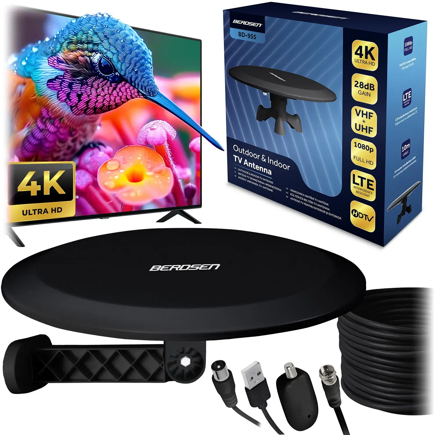 Berdsen BD-955 crna unutarnja/vanjska TV ultra HD 4K antena - Pribislavec