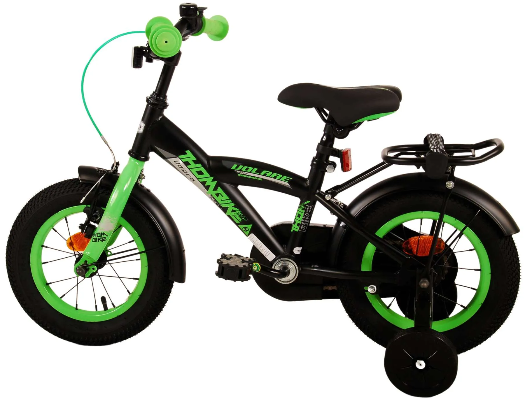volare dječji bicikl thombike 12" crno-zeleni - slika 12