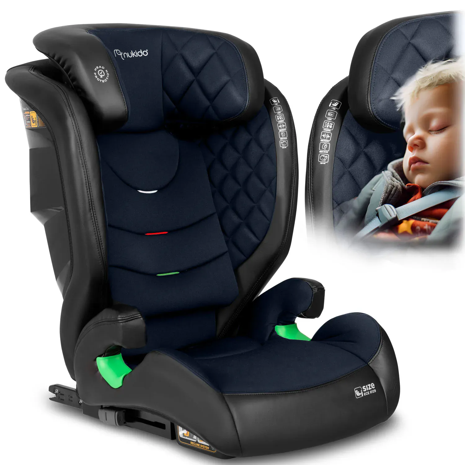 nukido louis autosjedalica crna i mornarsko plava 15-36 kg isofix - slika 2
