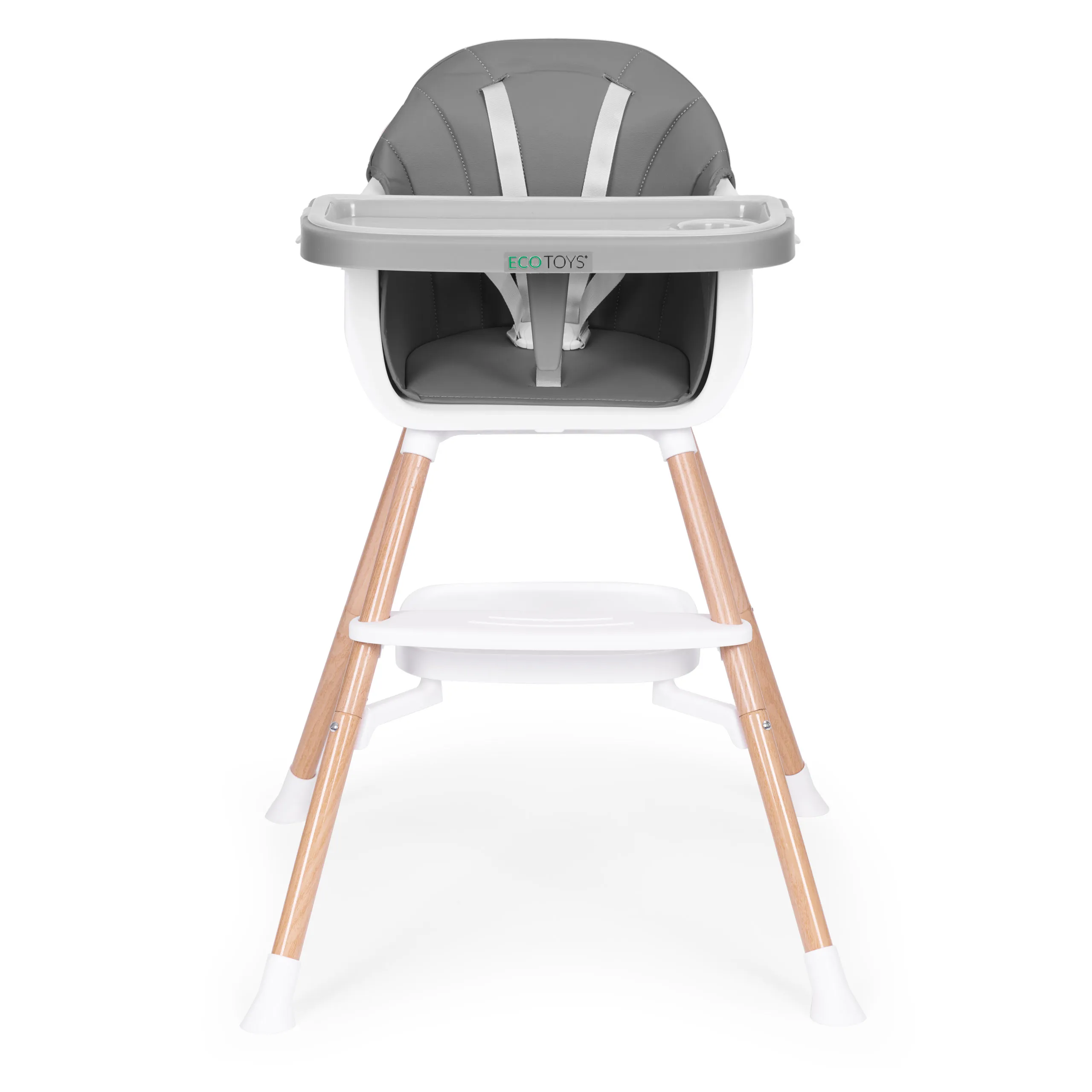 dječja stolica za hranjenje 2-u-1, siva, ecotoys - slika 3