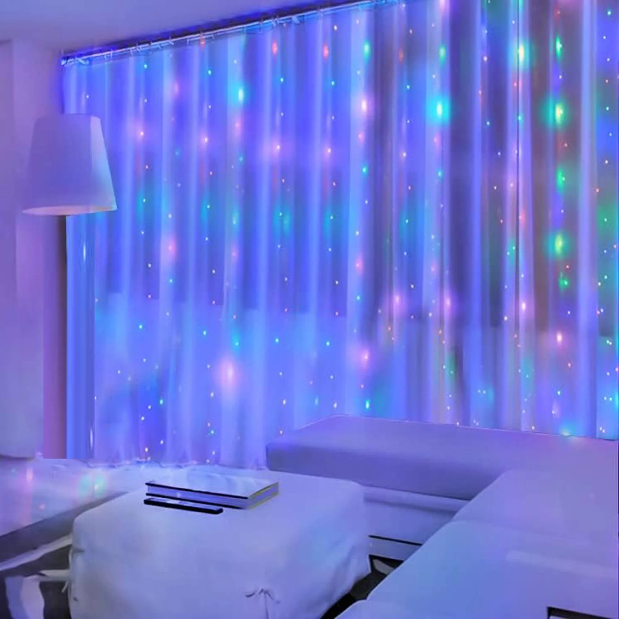 žičane svjetiljke, zavjesa 300 led dioda višebojna - slika 10