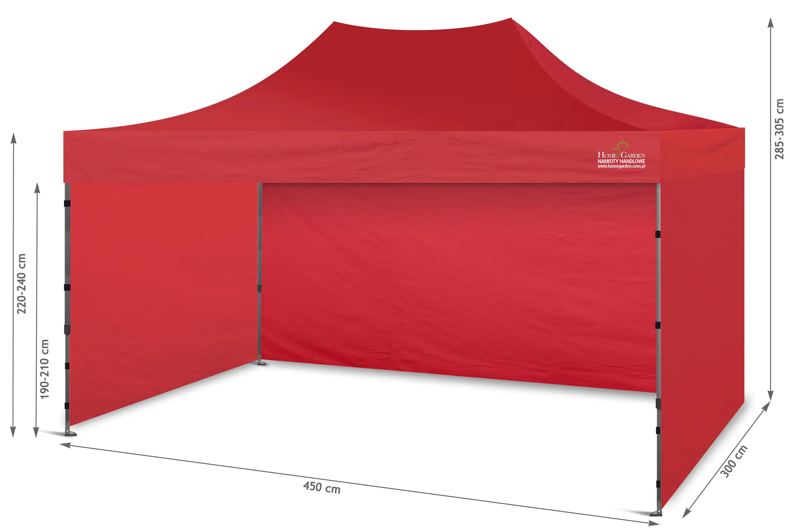 komercijalni šator 450 x 300 cm crveni - slika 4