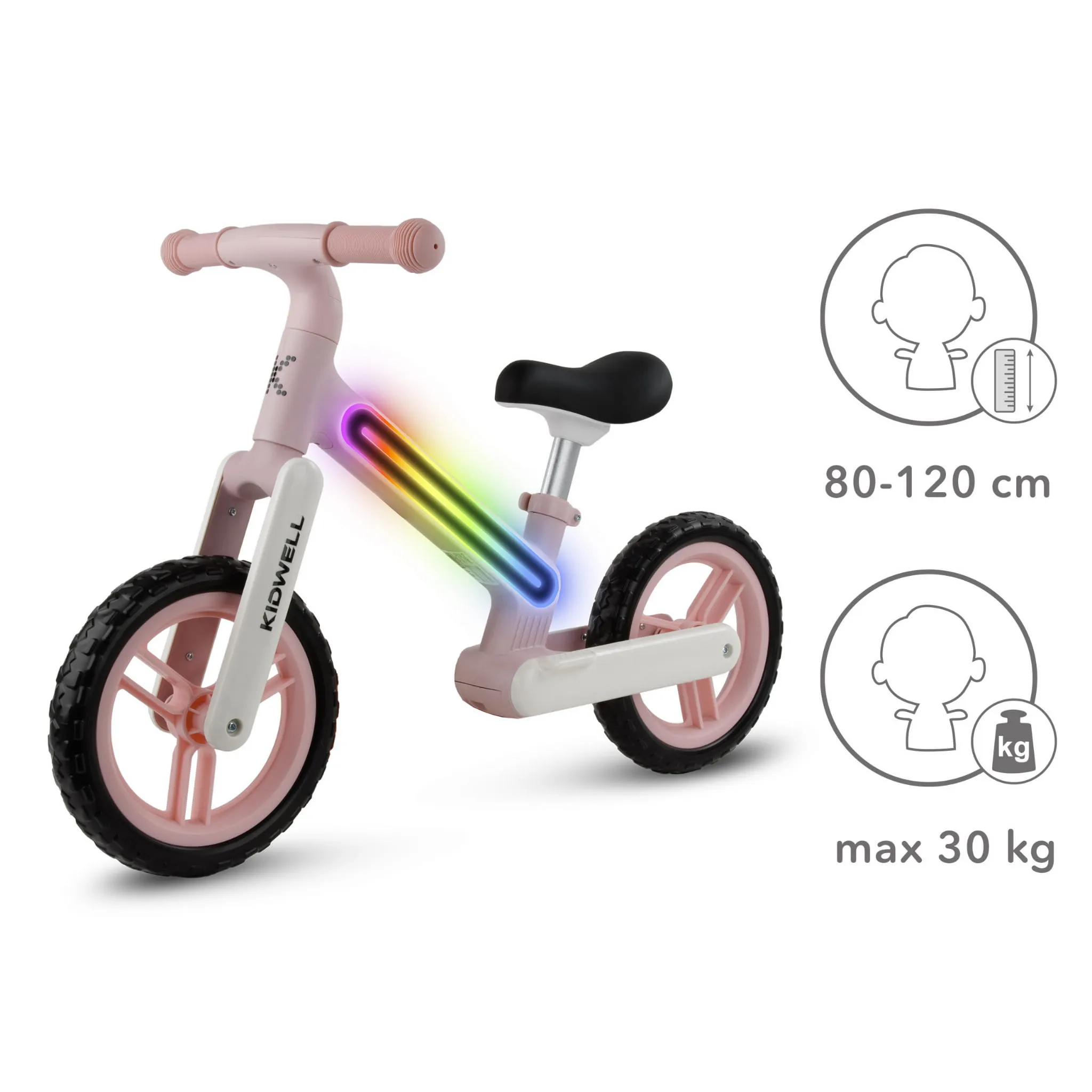 kidwell suno dječji bicikl bez pedala s led rasvjetom, pink - slika 6
