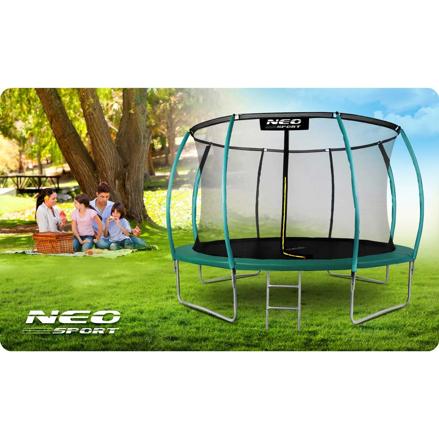 neo-sport profilirani vrtni trampolin 374 cm (12 ft) s unutarnjom mrežom,tirkizni - slika 7