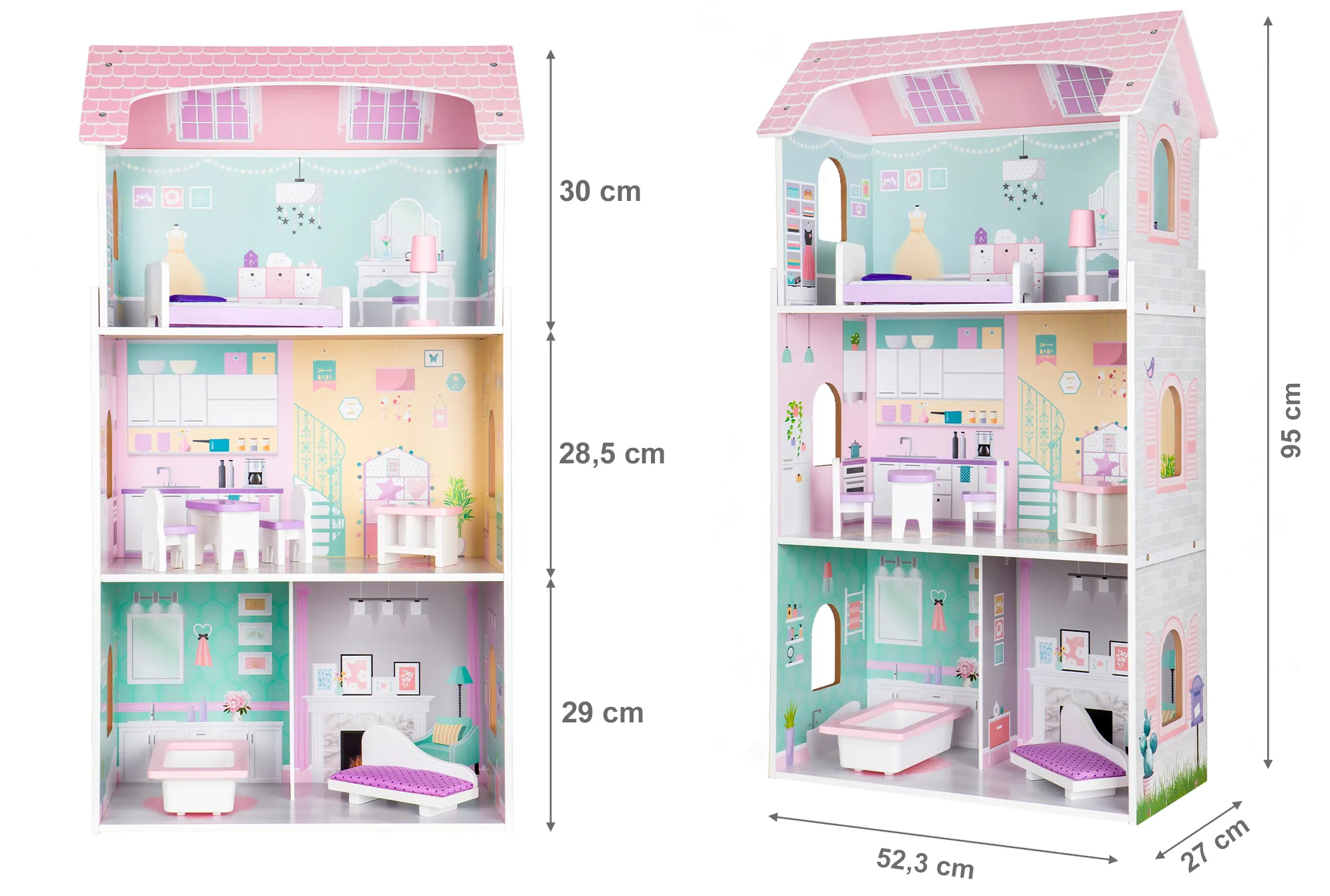 ecotoys drvena kuća za lutke - berry mansion - slika 6