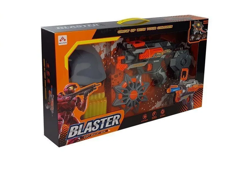 pištolj blaster s pjenastim patronama 10 kom. s maskom - slika 7