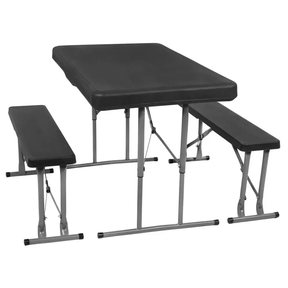 set za catering stol + klupe 105 x 65 x 69 cm crni - slika 2