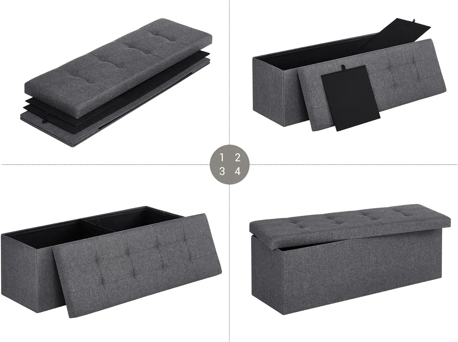 tabure 110 x 38 x 38 cm, tamno sivi - lsf77k - slika 7