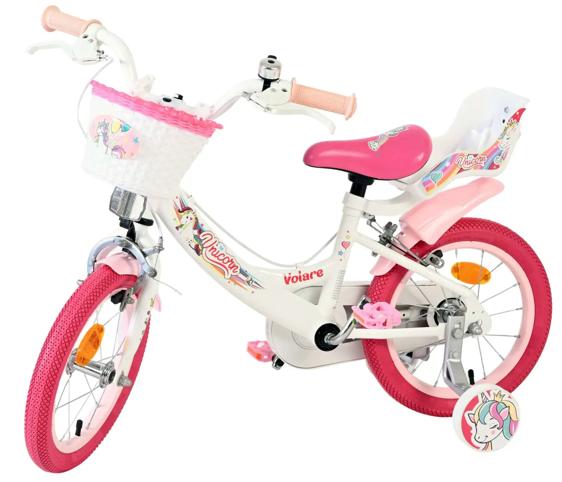 volare dječji bicikl unicorn 14″ bijele boje, s dvije ručne kočnice - slika 9