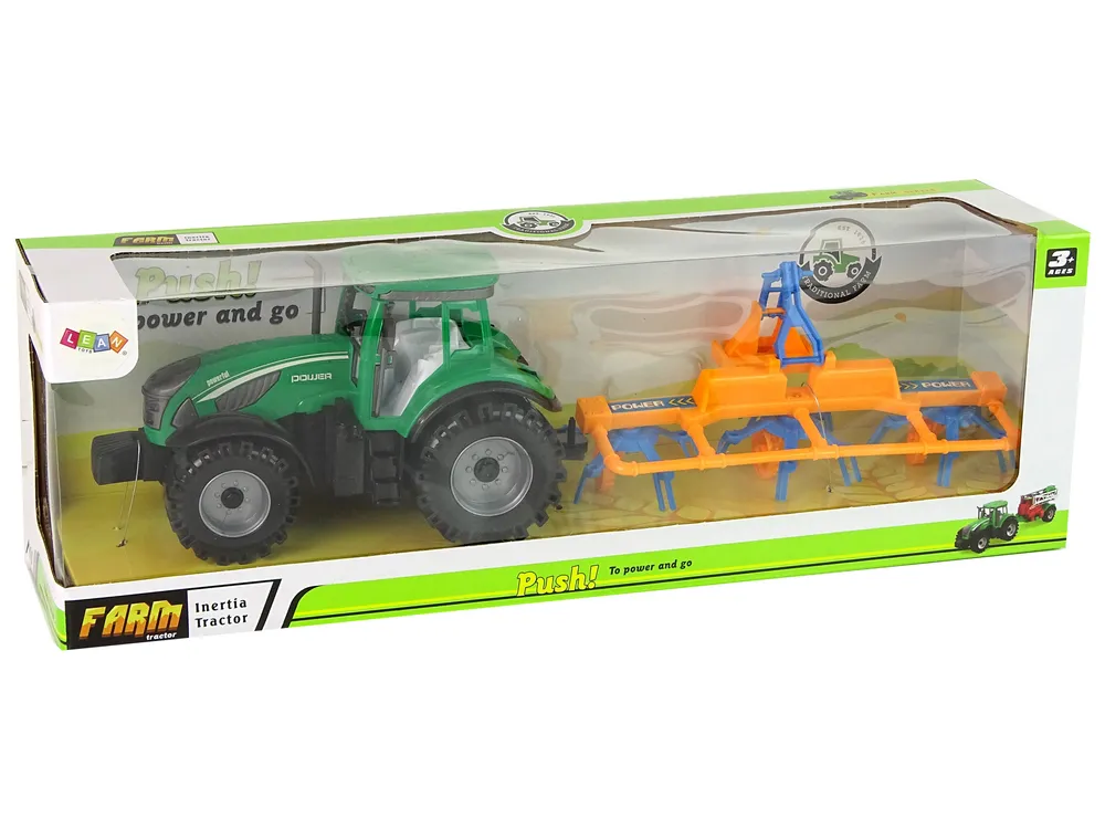 zeleni traktor s narančastim grabljama - slika 8